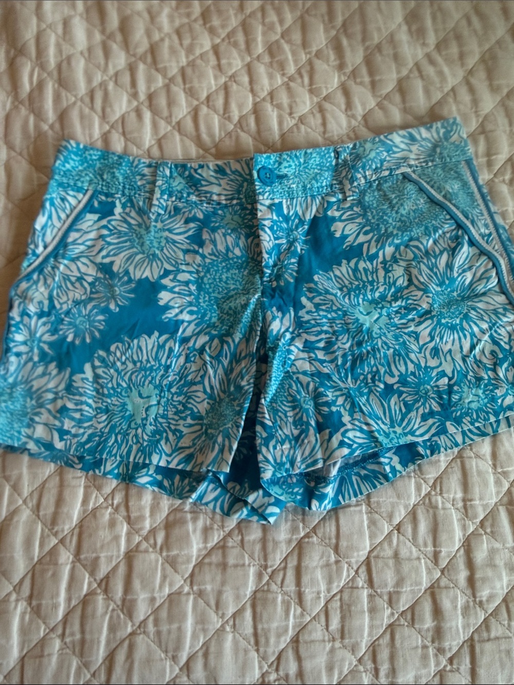 Lilly Pulitzer Aqua Blue Floral Bermuda Shorts